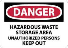 NMC - "Danger - Hazardous Waste Storage Area - Unauthorized Persons Keep Out", 10" Long x 14" Wide, Aluminum Safety Sign - Rectangle, 0.04" Thick, Use for Security & Admittance - All Tool & Supply