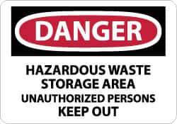 NMC - "Danger - Hazardous Waste Storage Area - Unauthorized Persons Keep Out", 10" Long x 14" Wide, Fiberglass Safety Sign - Rectangle, 0.095" Thick, Use for Security & Admittance - All Tool & Supply