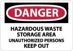 NMC - "Danger - Hazardous Waste Storage Area - Unauthorized Persons Keep Out", 7" Long x 10" Wide, Rigid Plastic Safety Sign - Rectangle, 0.05" Thick, Use for Security & Admittance - All Tool & Supply