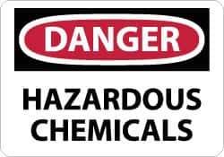 NMC - "Danger - Hazardous Chemicals", 7" Long x 10" Wide, Pressure-Sensitive Vinyl Safety Sign - Rectangle, 0.004" Thick, Use for Hazardous Materials - All Tool & Supply