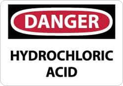 NMC - "Danger - Hydrochloric Acid", 10" Long x 14" Wide, Pressure-Sensitive Vinyl Safety Sign - Rectangle, 0.004" Thick, Use for Hazardous Materials - All Tool & Supply