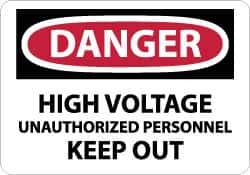 NMC - "Danger - High Voltage - Unauthorized Personnel Keep Out", 10" Long x 14" Wide, Fiberglass Safety Sign - Rectangle, 0.095" Thick, Use for Accident Prevention - All Tool & Supply