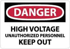 NMC - "Danger - High Voltage - Unauthorized Personnel Keep Out", 10" Long x 14" Wide, Fiberglass Safety Sign - Rectangle, 0.095" Thick, Use for Accident Prevention - All Tool & Supply