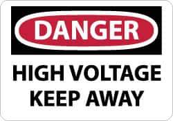 NMC - "Danger - High Voltage - Keep Away", 10" Long x 14" Wide, Aluminum Safety Sign - Rectangle, 0.04" Thick, Use for Accident Prevention - All Tool & Supply