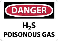 NMC - "Danger - H2s - Poisonous Gas", 10" Long x 14" Wide, Rigid Plastic Safety Sign - Rectangle, 0.05" Thick, Use for Hazardous Materials - All Tool & Supply