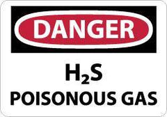 NMC - "Danger - H2s - Poisonous Gas", 10" Long x 14" Wide, Rigid Plastic Safety Sign - Rectangle, 0.05" Thick, Use for Hazardous Materials - All Tool & Supply