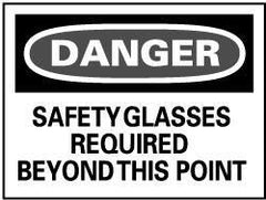 NMC - "Danger - Safety Glasses Required Beyond This Point", 14" Long x 20" Wide, Aluminum Safety Sign - Rectangle, 0.04" Thick, Use for Accident Prevention - All Tool & Supply