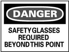 NMC - "Danger - Safety Glasses Required Beyond This Point", 20" Long x 28" Wide, Aluminum Safety Sign - Rectangle, 0.04" Thick, Use for Accident Prevention - All Tool & Supply