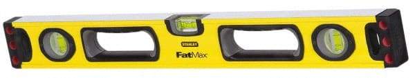 Stanley - 24" Long 3 Vial Box Beam Level - Aluminum, Yellow, 1 Level & 2 Plumb Vials - All Tool & Supply