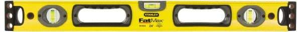 Stanley - 72" Long 5 Vial Box Beam Level - Aluminum, Yellow, 2 Level & 3 Plumb Vials - All Tool & Supply