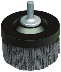 Osborn - 2-1/2" 120 Grit Silicon Carbide Crimped Disc Brush - Fine Grade, Quick Change Connector, 1-3/8" Trim Length, 1/4" Shank Diam - All Tool & Supply