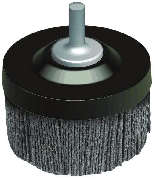 Osborn - 2" 80 Grit Silicon Carbide Crimped Disc Brush - Medium Grade, Quick Change Connector, 1-3/8" Trim Length, 1/4" Shank Diam - All Tool & Supply