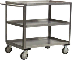 Jamco - 1,200 Lb Capacity, 24" Wide x 36" Long x 35" High Service Cart - 3 Shelf, Stainless Steel, 2 Rigid/2 Swivel Casters - All Tool & Supply