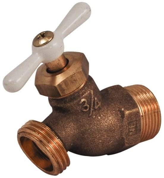 Legend Valve - 3/4" Pipe, 125 psi WOG Rating, Brass Hose Bibb, Stop Valve - T Handle, MNPT x MGHT End Connections, Use with Potable Water Applications - All Tool & Supply