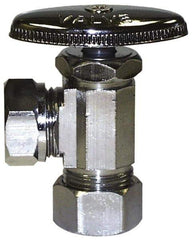 Legend Valve - NPT 1/2 Inlet, 110 Max psi, Chrome Finish, Rubber Water Supply Stop Valve - 1/2 Compression Outlet, Angle, Silver Handle, For Use with Potable Water Applications - All Tool & Supply