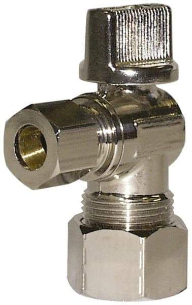 Legend Valve - PEX 1/2 Inlet, 125 Max psi, Chrome Finish, Carbon Steel Water Supply Stop Valve - 3/8 Compression Outlet, Angle, Silver Handle, For Use with Potable Water Applications - All Tool & Supply