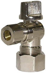 Legend Valve - NPT 1/2 Inlet, 125 Max psi, Chrome Finish, Carbon Steel Water Supply Stop Valve - 3/8 Compression Outlet, Angle, Silver Handle, For Use with Potable Water Applications - All Tool & Supply