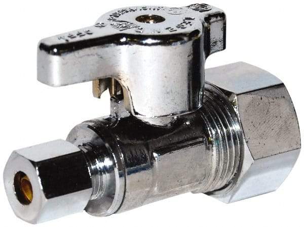 Legend Valve - NPT 1/2 Inlet, 125 Max psi, Chrome Finish, Carbon Steel Water Supply Stop Valve - 1/2 Compression Outlet, Angle, Silver Handle, For Use with Potable Water Applications - All Tool & Supply