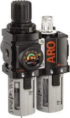 ARO/Ingersoll-Rand - 1/8" NPT Port Miniature 2 Piece Filter/Regulator-Lubricator FRL Unit - Polycarbonate Bowl, 36 SCFM, 150 Max psi, 5.2" High x 3.15" Long, Manual Drain - All Tool & Supply