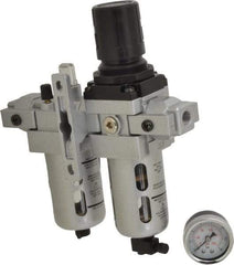 PRO-SOURCE - 1/4" NPT Port Intermediate 2 Piece Filter/Regulator-Lubricator FRL Unit - Polycarbonate Bowl, 53 SCFM, 145 Max psi, 8.66" High, Manual Drain - All Tool & Supply