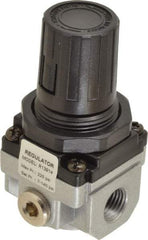 PRO-SOURCE - 1/4 NPT Port, 21 CFM, Aluminum Miniature Regulator - 7 to 145 psi Range, 220 Max psi Supply Pressure, 1/8" Gauge Port Thread, 1.56" Wide x 3.19" High - All Tool & Supply