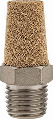 PRO-SOURCE - 1/4 Male NPT, 9/16" Hex, 1-3/8" OAL, Exhaust Muffler - 300 Max psi, 75 Decibel Rating, Sintered Bronze - All Tool & Supply