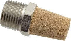 PRO-SOURCE - 1/2 Male NPT, 7/8" Hex, 1-7/8" OAL, Exhaust Muffler - 300 Max psi, 92 Decibel Rating, Sintered Bronze - All Tool & Supply