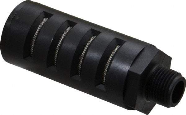 PRO-SOURCE - 3/8 Male NPT, 1" Hex, 3-27/64" OAL, Muffler - 150 Max psi, Glass Filled Nylon - All Tool & Supply