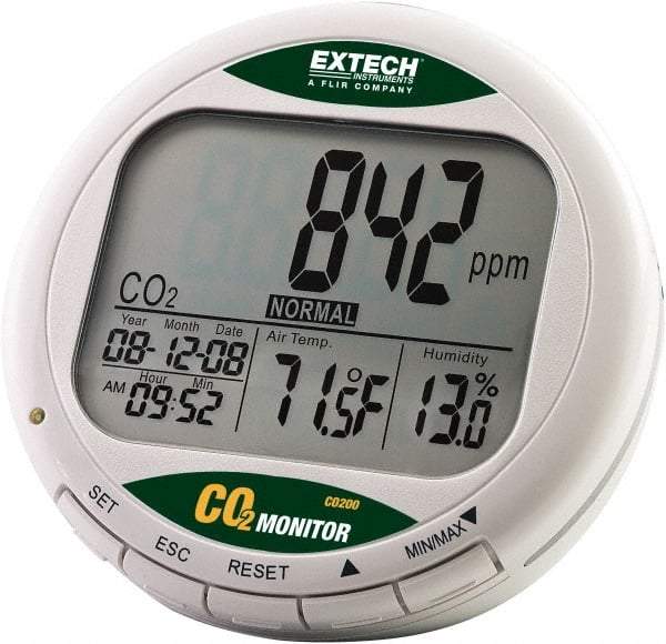 Extech - -14 to 140°F, 0 to 99.9% Humidity Range, Air Quality Monitor - All Tool & Supply