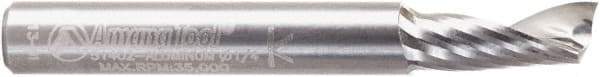 Amana Tool - 1/4" Cutting Diam x 5/8" Length of Cut, 1 Flute, Upcut Spiral Router Bit - Right Hand Cut, Solid Carbide, 2" OAL x 1/4" Shank Diam - All Tool & Supply