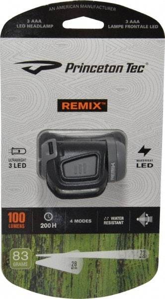 Princeton Tec - White LED Bulb, 300 Lumens, Hands-free Flashlight - Black, Gray Plastic Body, 3 AAA Batteries Not Included - All Tool & Supply