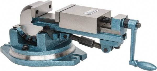 Gibraltar - 4" Jaw Width, 4-11/64" Jaw Opening Capacity, 3-Way Angle Swivel Machine Vise - Manual Operation, 1 Station, 20" Long x 7.28" High x 1-1/2" Deep, Cast Iron - All Tool & Supply