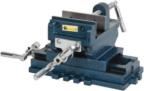 Interstate - 3-35/64" Jaw Opening Capacity x 1.18" Throat Depth, Horizontal Drill Press Vise - 4" Wide x 1.18" High Jaw, Cross Slide Base, Standard Speed, 8" OAL x 5.1" Overall Height, Cast Iron - All Tool & Supply