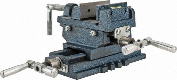 Interstate - 2-23/32" Jaw Opening Capacity x 1" Throat Depth, Horizontal Drill Press Vise - 3" Wide x 27/32" High Jaw, Cross Slide Base, Standard Speed, 5-7/16" OAL x 4.72" Overall Height, Cast Iron - All Tool & Supply