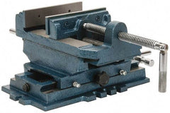 Interstate - 5-3/4" Jaw Opening Capacity x 1-1/2" Throat Depth, Horizontal Drill Press Vise - 6" Wide x 1-31/64" High Jaw, Cross Slide Base, Standard Speed, 11-1/2" OAL x 6.2" Overall Height, Cast Iron - All Tool & Supply