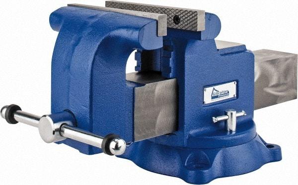 Gibraltar - 8" Jaw Width x 8" Jaw Opening Capacity, 4" Throat Depth, Bench & Pipe Combination Vise - 3/4 to 3" Pipe Capacity, Swivel Base, Bolt Down Attachment, Ductile Iron - All Tool & Supply