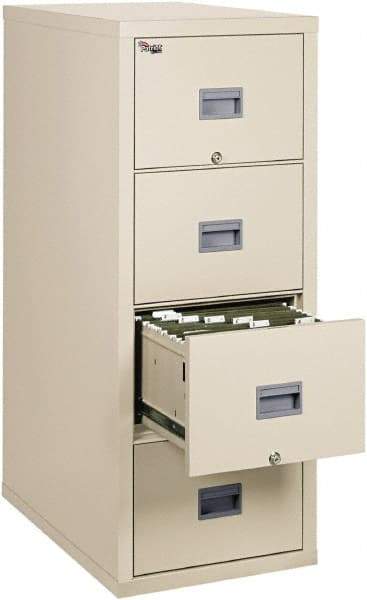 FireKing - 17-3/4" Wide x 52-3/4" High x 31-5/8" Deep, 4 Drawer Pedestal - Steel, Parchment - All Tool & Supply