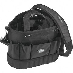 Bucket Boss - 13 Pocket Black Ballistic Polyester Tool Tote - 14" Wide x 8" Deep x 10" High - All Tool & Supply