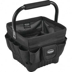 Bucket Boss - 19 Pocket Black Ballistic Polyester Tool Bag - 11" Wide x 11" Deep x 10" High - All Tool & Supply