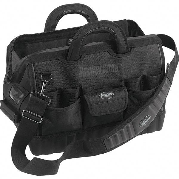 Bucket Boss - 17 Pocket Black Ballistic Polyester Tool Bag - 18" Wide x 12" Deep x 13" High - All Tool & Supply