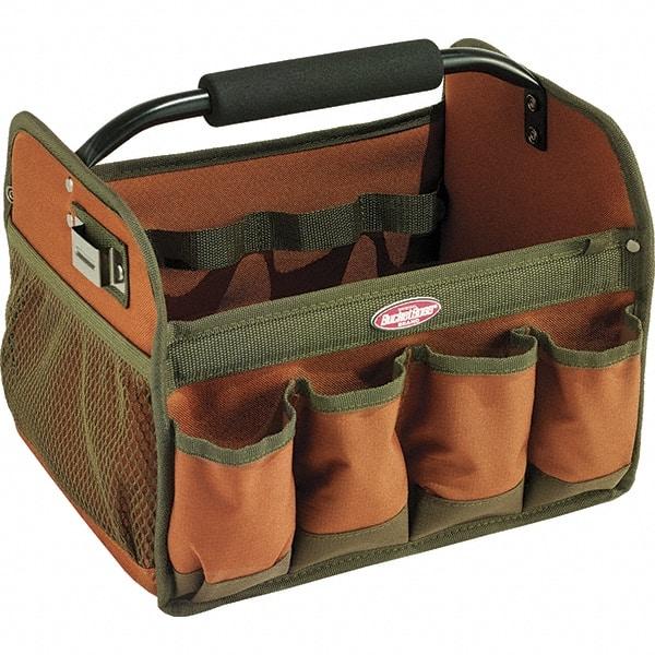 Bucket Boss - 23 Pocket Brown & Green Polyester Tool Bag - 12" Wide x 10" Deep x 11" High - All Tool & Supply