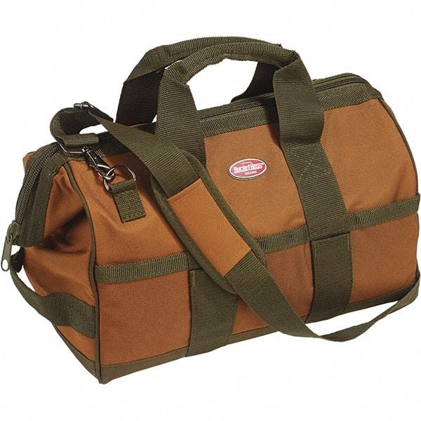 Bucket Boss - 16 Pocket Brown & Green Polyester Tool Bag - 16" Wide x 9" Deep x 12" High - All Tool & Supply