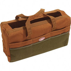 Bucket Boss - 30 Pocket Brown & Green Canvas Tool Bag - 17" Wide x 6" Deep x 10" High - All Tool & Supply