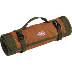 Bucket Boss - 22 Pocket Brown & Green Canvas Tool Roll - 25" Wide x 1/8" Deep x 14" High - All Tool & Supply