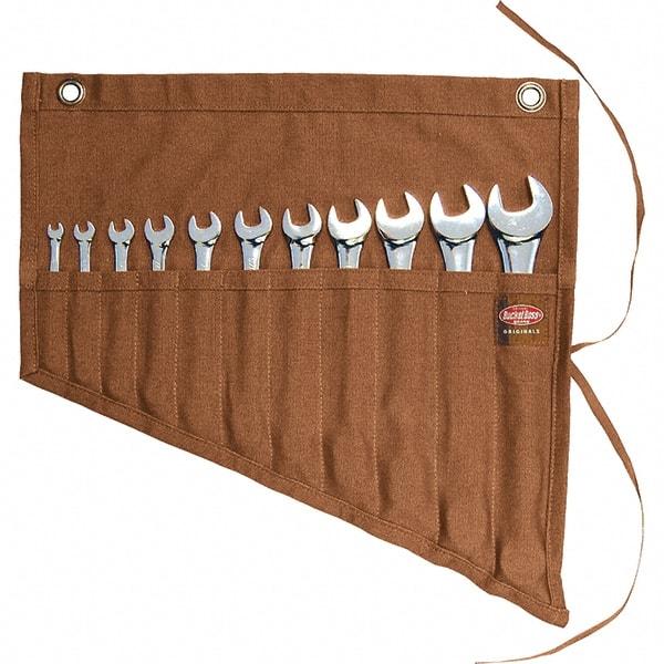 Bucket Boss - 11 Pocket Brown Canvas Tool Roll - 18-3/4" Wide x 1/2" Deep x 18-1/4" High - All Tool & Supply