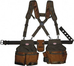 Bucket Boss - 30" to 52" Waist Tool Rig - 12 Pocket, Polyester, Brown/Green - All Tool & Supply