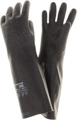 North - Size M (8), 14" Long, 14 mil Thick, Butyl Chemical Resistant Gloves - Rough Finish, Rolled Cuff, Black, FDA Approved - All Tool & Supply