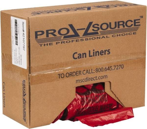 PRO-SOURCE - 16 Gal Capacity, Red, Hazardous Waste Bag - 1.3 mil Thick x 24" Wide x 31" High, Roll - All Tool & Supply