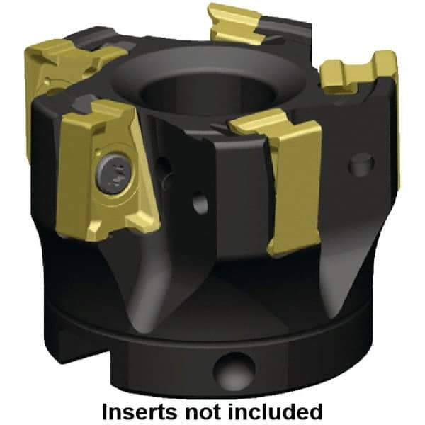 Kennametal - 6 Inserts, 100mm Cut Diam, 32mm Arbor Diam, 15.5mm Max Depth of Cut, Indexable Square-Shoulder Face Mill - 0° Lead Angle, 50mm High, LNGU15T608SRGE Insert Compatibility, Through Coolant, Series MILL 4-15 - All Tool & Supply