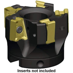 Kennametal - 7 Inserts, 5" Cut Diam, 1-1/2" Arbor Diam, 15.5mm Max Depth of Cut, Indexable Square-Shoulder Face Mill - 0° Lead Angle, 2.38" High, LNGU15T608SRGE Insert Compatibility, Through Coolant, Series MILL 4-15 - All Tool & Supply